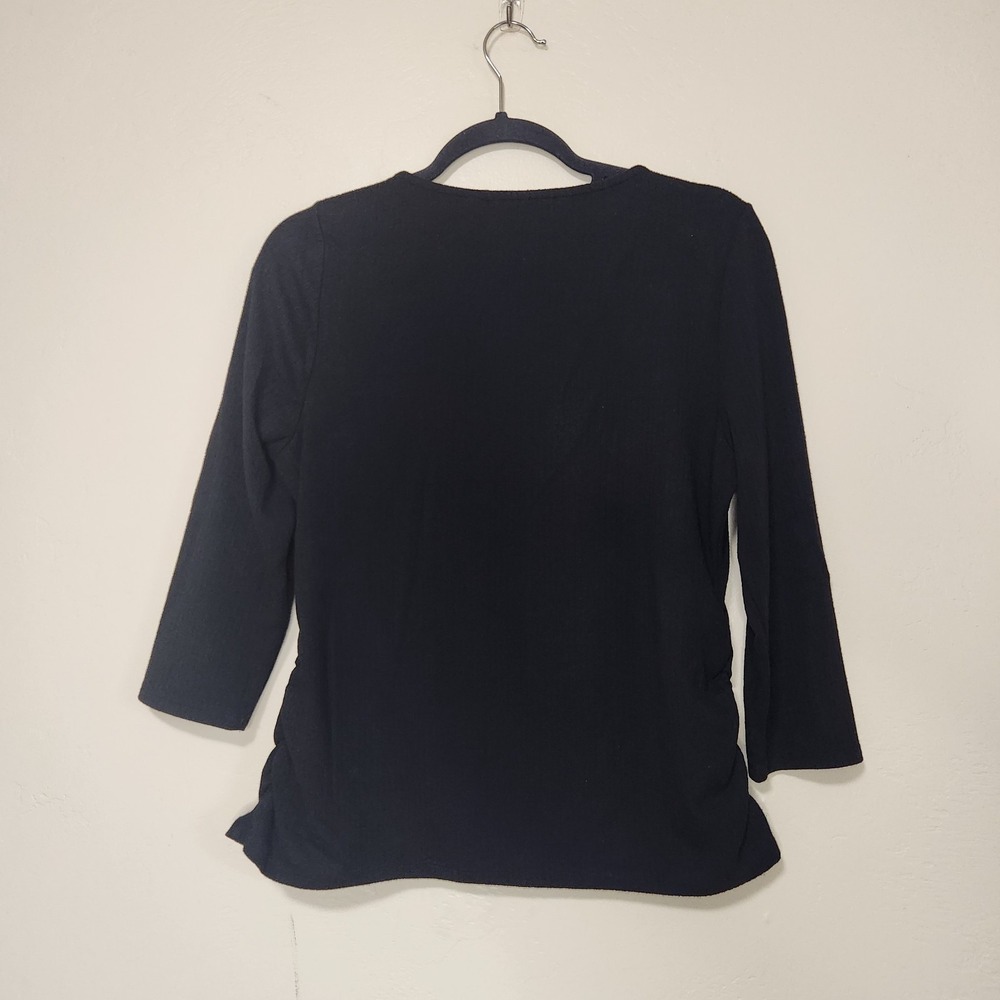 Soft Surroundings A Symmetrical Black Ribbed Sweater Womens Size Large - Picture 2 of 5